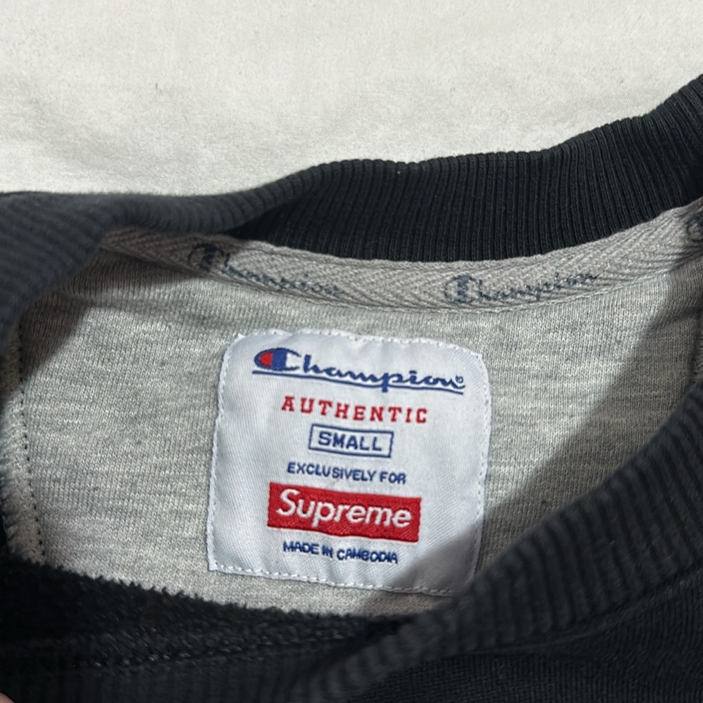 Supreme x Champion Stay In School Crewneck 'Black' - Picture 4 of 4